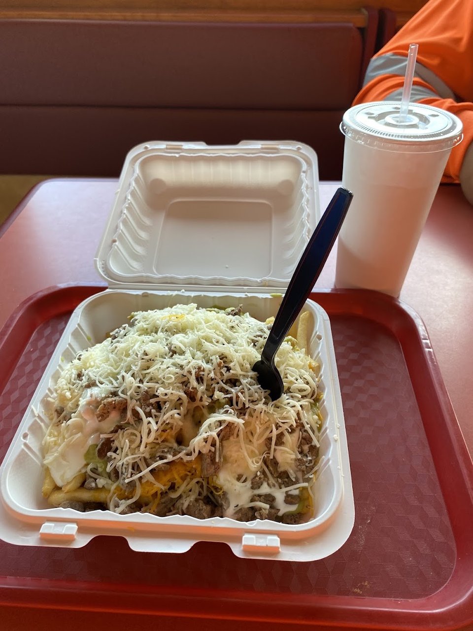 Restaurant menu with Mexican dishes listed.