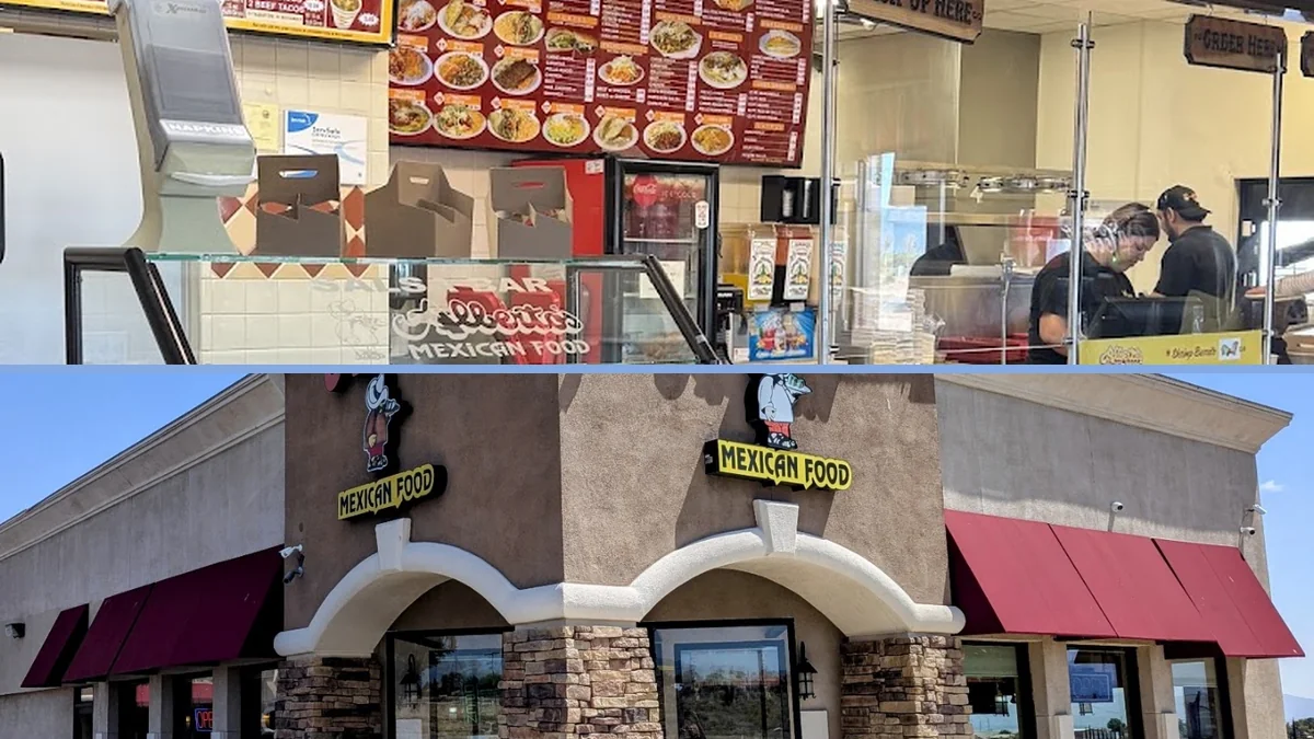 Mexican restaurant interior with casual counter seating.